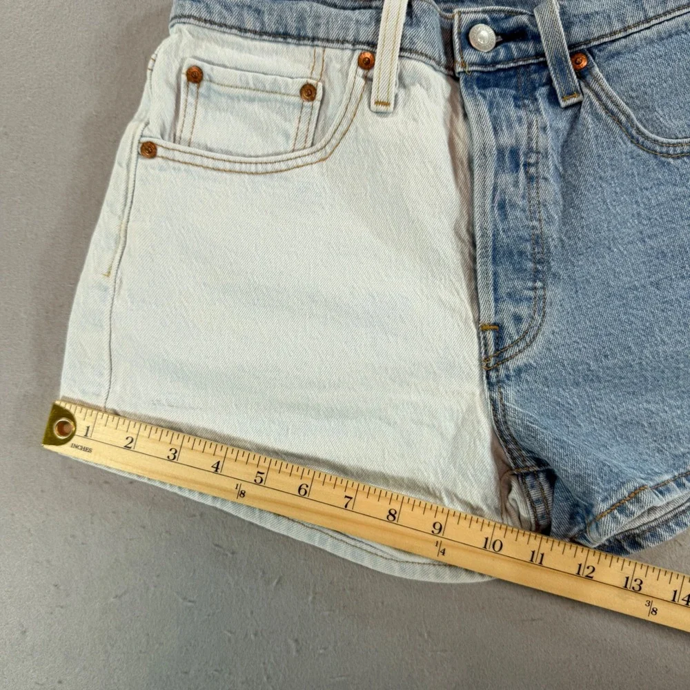 Levi's 501 Two-Tone Denim Shorts Women's 27 Blue White Button Fly